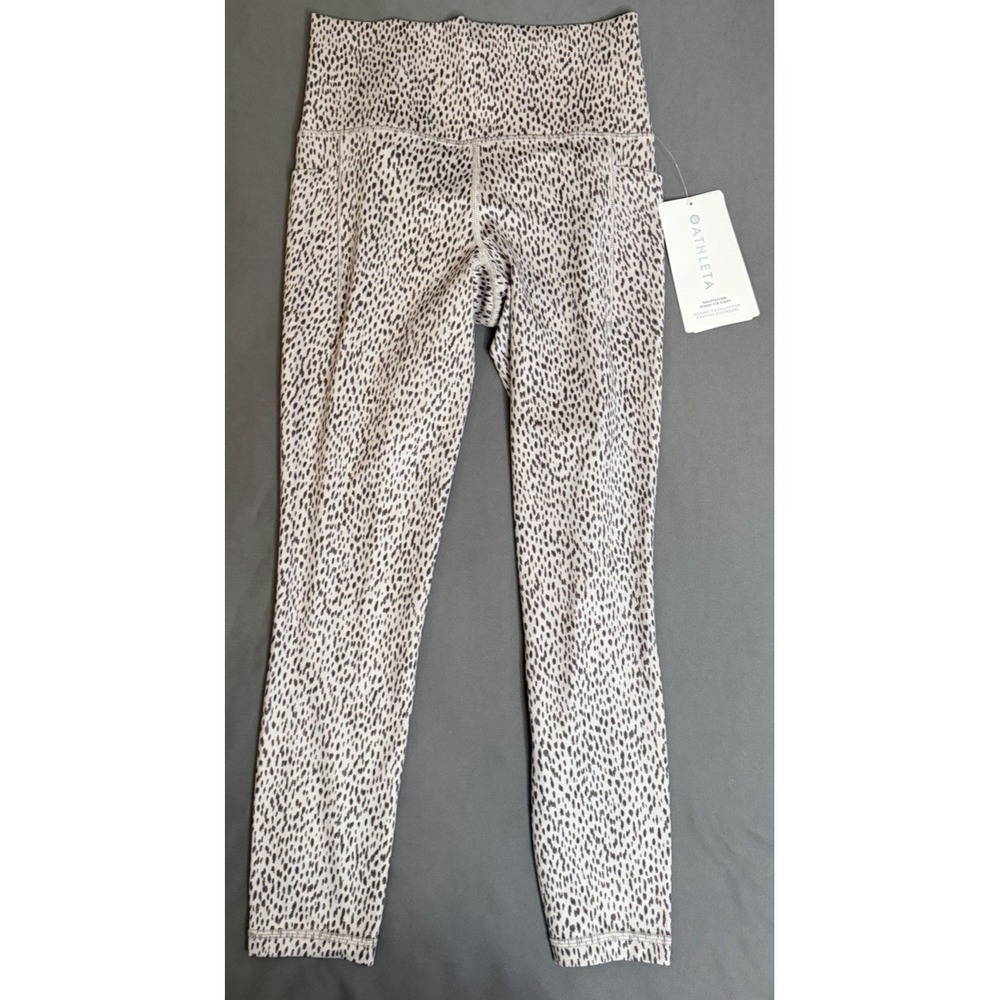 Athleta Salutation Stash 7/8 Tight Leggings Womens XS Gray Leopard Print New!